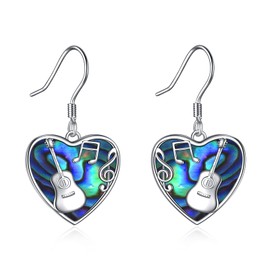 CRMAD Guitar Abalone Earrings for Women Sterling Silver Dangle Drop Earrings