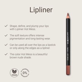 Sandstone Scandinavia Hypoallergenic Lipliner Hot Mess, Vegan Nude Lipliner, Fragrance Free Brown Lip liner pencil
