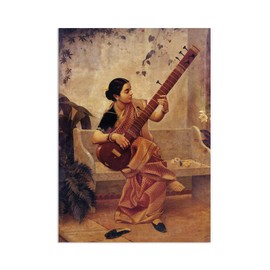 Strand Clothing Indian Art Vintage Print Poster Raja Ravi Varma Kadambari Music Hath Charm Hindu Painting (A3 Unframed)