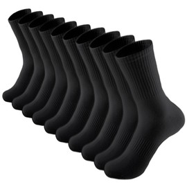 ACCFOD - Calcetines largos de algodón fino para mujer, 5 pares, Negro -, 6-9
