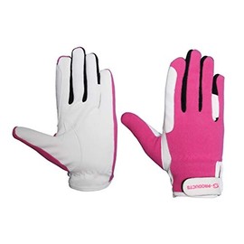 S-Products LADIES HORSE RIDING FLEECE & SYNTHETIC LEATHER WOMEN EQUESTRIAN SPORTS GLOVES (Medium, Pink)