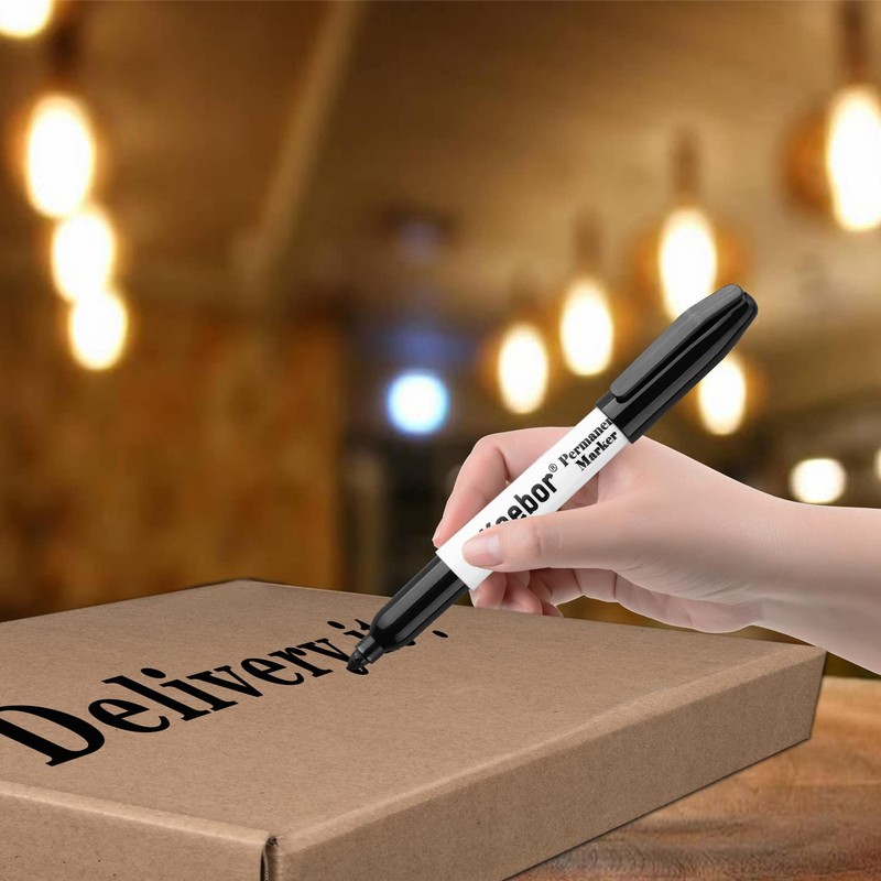 Keebor Black Permanent Markers Fine Tip, 60 Pack, Quick Drying