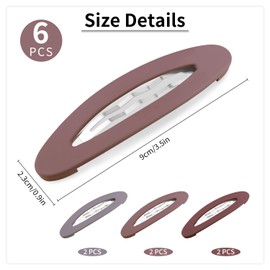 6PCS Large Snap Hair Clips for Women, Matte Snap Barrettes for Girls, Medium Hair Accessories (3.5Inch,Red)