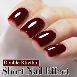 Double Rhythm Translucent Gel Polish Sheer Neutral Natural Light Milky Same Color Same Bottle 15ML Jelly UV Nail Polish Nail Art DIY at Home (Dark Burgundy-A1487)
