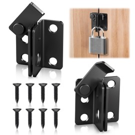 UICCVOKK Pack of 2 Stainless Steel Lockable Deadbolt Locks, Lockable Door Bolt, Hole Latch Black, 2 in 1 Bolt with Lock Hole and 8 x Screw, 60 x 50 mm Deadbolt Lock for Gate, Window, Fence