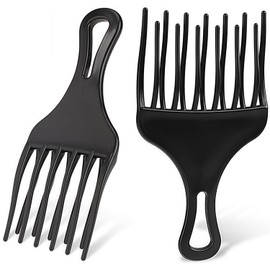 2 Pcs Afro Comb for Curly Hair, Plastic Wide Teeth comb Double Fist pick Large and Small Afro pick Comb for hair Styling Detangle Wig Braid