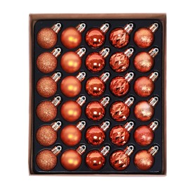 HipTree 30ct Christmas Fall Ornaments Tree Decorations Set-1.18 Inch Copper Shatterproof Decorative Hanging Ball Ornament Bulk, Mini Xmas Tree Tabletop Decorations for Autumn Thanksgiving Party Decor