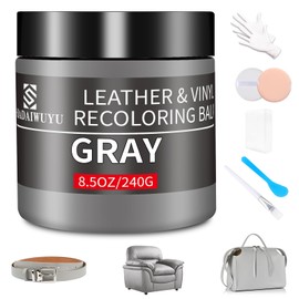 Leather Recoloring Balm,8.5oz Leather Color Restorer,Gray Leather Repair kit for Furniture and Car Interior,Leather Couch Scratch Repair,Leather Dye Paint for Faded,Cracked and Damaged Leather