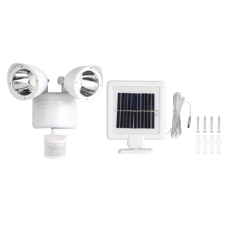Outdoor Waterproof Double Lamp Head 22 LED Solar Power PIR