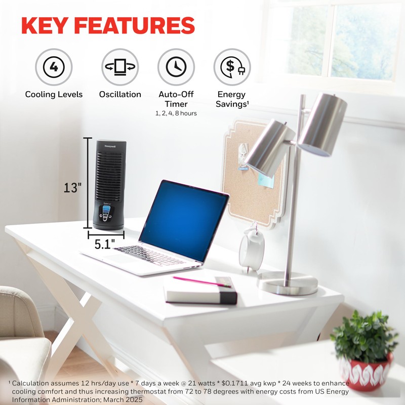 Honeywell QuietSet Personal Table Fan, Oscillating Personal Desk Fan with