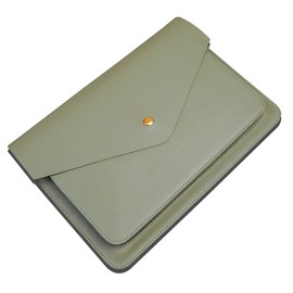 Benfan Leather Laptop Sleeve 15Inch 16 Inch Compatible with New MacBook Pro 16, New MacBook Pro 15, Surface Book 15, Dell XPS 15 Color Grey Green