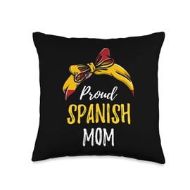 Cool Spanish Heritage Gifts Mothers Day Proud Spanish Mom Throw Pillow, 16x16, Multicolor