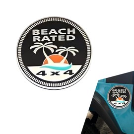 Zikefest Beach Badge Rated Car Emblem, 3D Round Emblem Decals, 4 x 4 Car Badge Decals Stickers, Automotive Exterior Accessories, Compatible with Jeep Wrangler Vehicles Trucks SUV