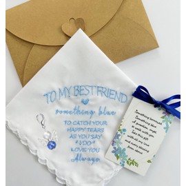 MKISHINE Something Blue for Bride Gift for Bride from Maid of Honor Best Friend Wedding Gift to Bride from Bridesmaid Bridal Blue Handkerchief, Something Blue Angel Gift, Bridal Shower Gift, Blue