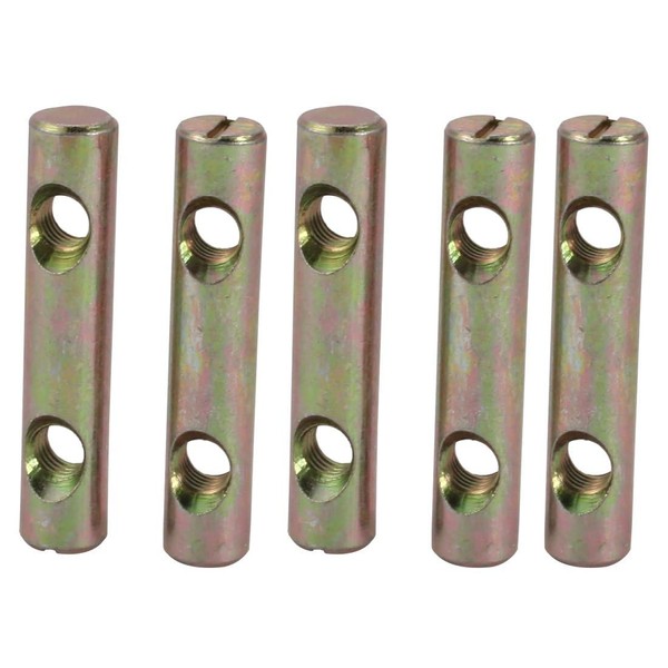 TOP-VIGOR 5Pcs M8x60mm Dual Hole Zinc Plated Iron Slotted Drive