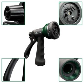 AUTOMAN-Garden-Hose-Nozzle, ABS Water Spray Nozzle with 7 Adjustable Watering Patterns, Slip Resistant for Watering Plants, Lawn& Garden, Washing Cars, Cleaning, Showering Pets & Outdoor Fun. | AUTOMAN
