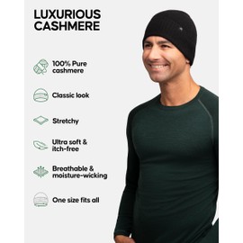 DANISH ENDURANCE 100% Cashmere Beanie, Exceptionally Warm, Luxuriously Soft, Stretchy, Premium Comfort, Unisex, for Men & Women, Black, One Size