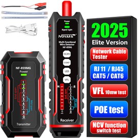 NF-859MG Network Cable Tester for POE/CAT5/CAT6/CAT3, Phone Line Fault Finder LAN Ethernet Tester RJ45 VFL Continuity Test Network Tools