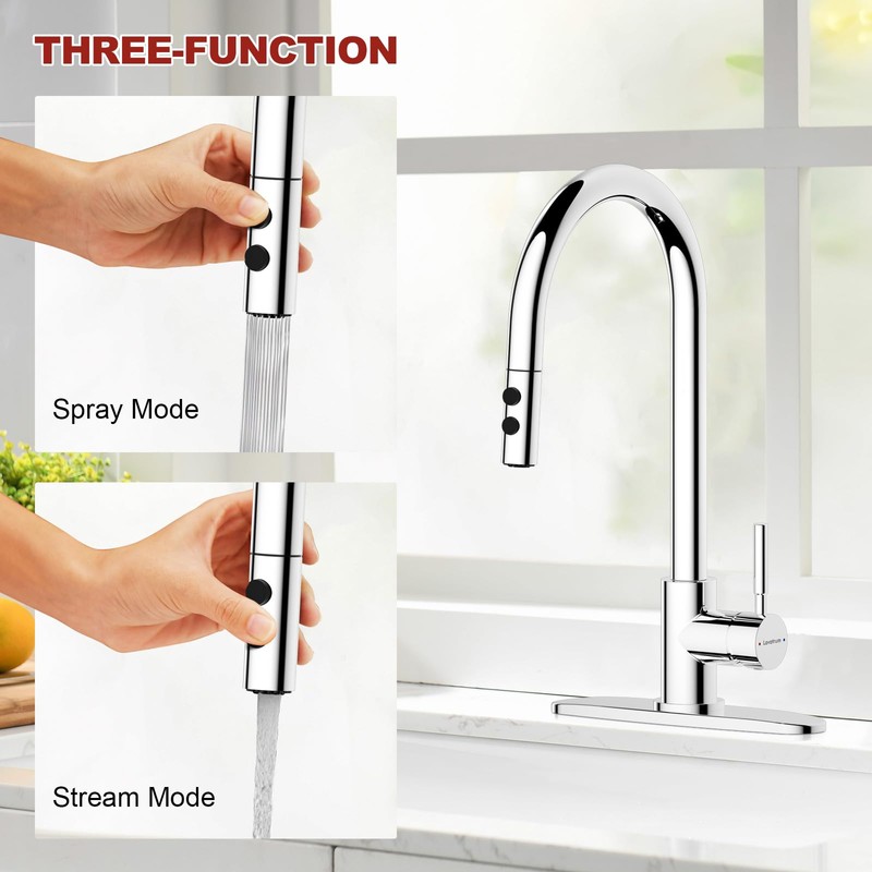 Lavatrum Kitchen Faucets with Pull Down Sprayer 17 Inch Single