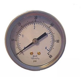 1/8" NPT Air Compressor / Hydraulic Pressure Gauge 0-60 PSI Back Mount 1.5" Face