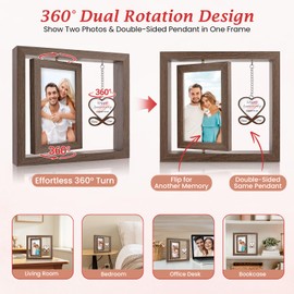 LukieJac Happy Anniversary for Men and Women Rotating Floating 4x6 Picture Frame Anniversary Wedding Gifts for Her,Him,Boyfriend,Girlfriend,Wif,Husband,Couple