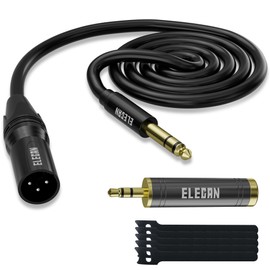 Elecan 6.35mm (1/4 Inch) TRS to XLR Cable 8 Ft Male to Male-Balanced Shielded 3 Pin XLR to 1/4 Quarter inch Cord, Profesional/HiFi Stereo Guitar Cable with 6.35 mm to 3.5 mm Aadpter+Ties