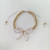 Bow Bracelet for Women Gold Bead Bow Bracelet Adjustable Cute