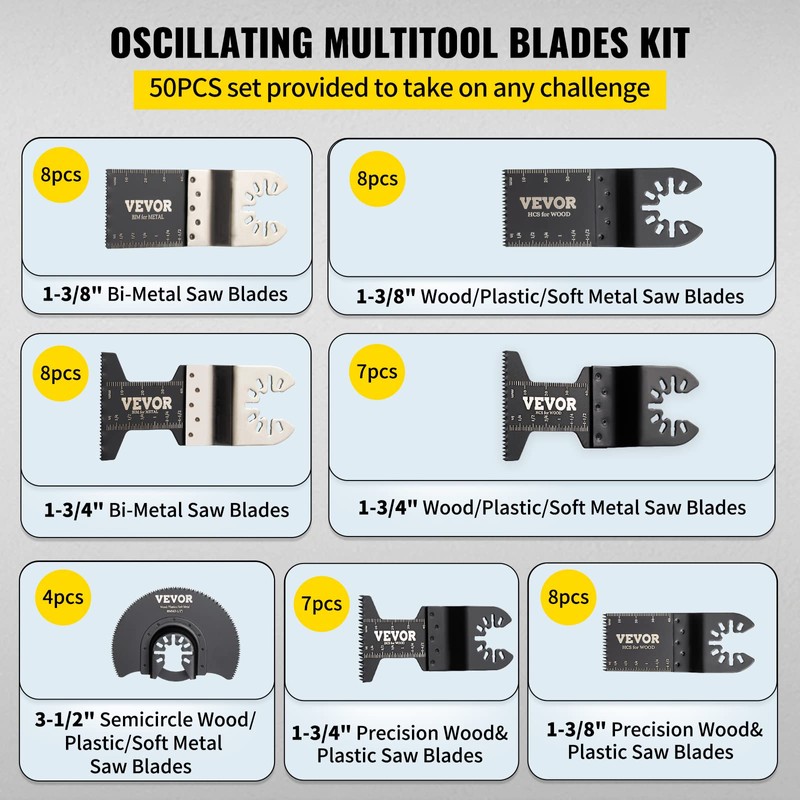 VEVOR 50 PCS Oscillating Saw Blades, Universal Quick Release Oscillating