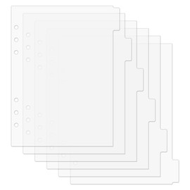 A5 6 Hole Acrylic Binder Dividers, 6 Pack Clear 1mm Thick Index Dividers with Tabs, Transparent Acrylic Planner Separator Pages for 6-Ring Notebook, Journal, Binder Organizer (A5)