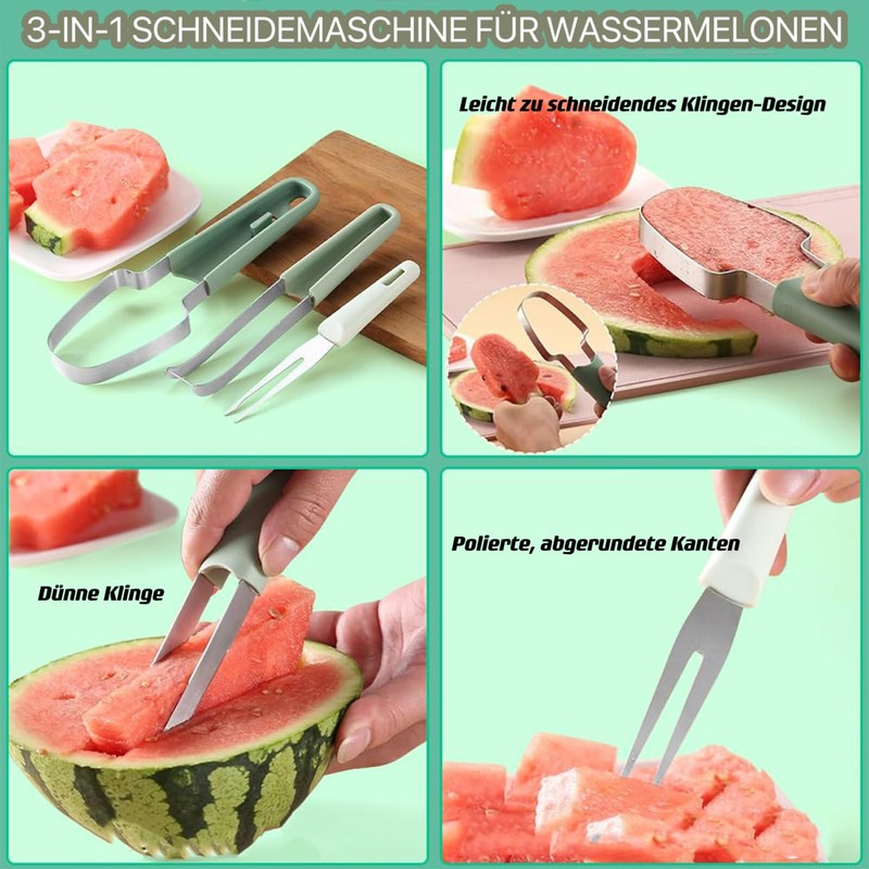 Melon Cutter, 3-in-1 Watermelon Cutter, Portable Fruit Cutter, Watermelon Cutter,
