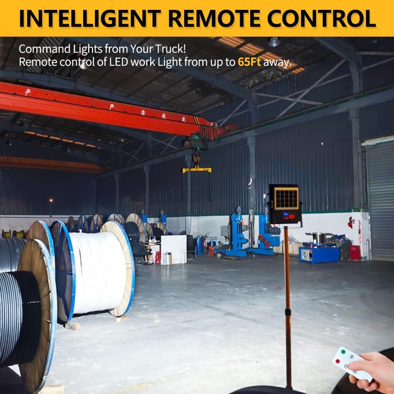 39000LM Rechargeable LED Work Lights with Stand,120H Runtime Solar Work