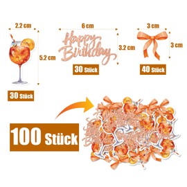 MEJOSER 100 Stück Aperol Geburtstag Konfetti Deko mit Glitzer Tischdeko Streudeko Happy Birthday Geburtstagsdeko Tisch DIY Basteln Geschenk Karte Aperoli Orange für Frauen Freundin Mann