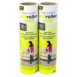 Smart Design Mega Floor Lint Roller Refill - Set of 2 (100 Sheets Total) - Easy-Peel Angled 10 inch Large Adhesive Sticky Sheets - Cleaning, Carpet, Car, Clothes, Dog Cat Fur, and Pet Hair Remover