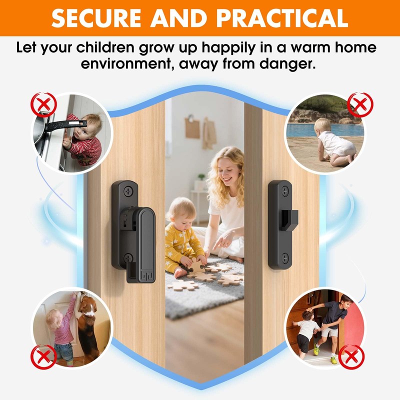 Barn Door Lock, 90/180 Degree Door Latch, Adjustable Lock Height