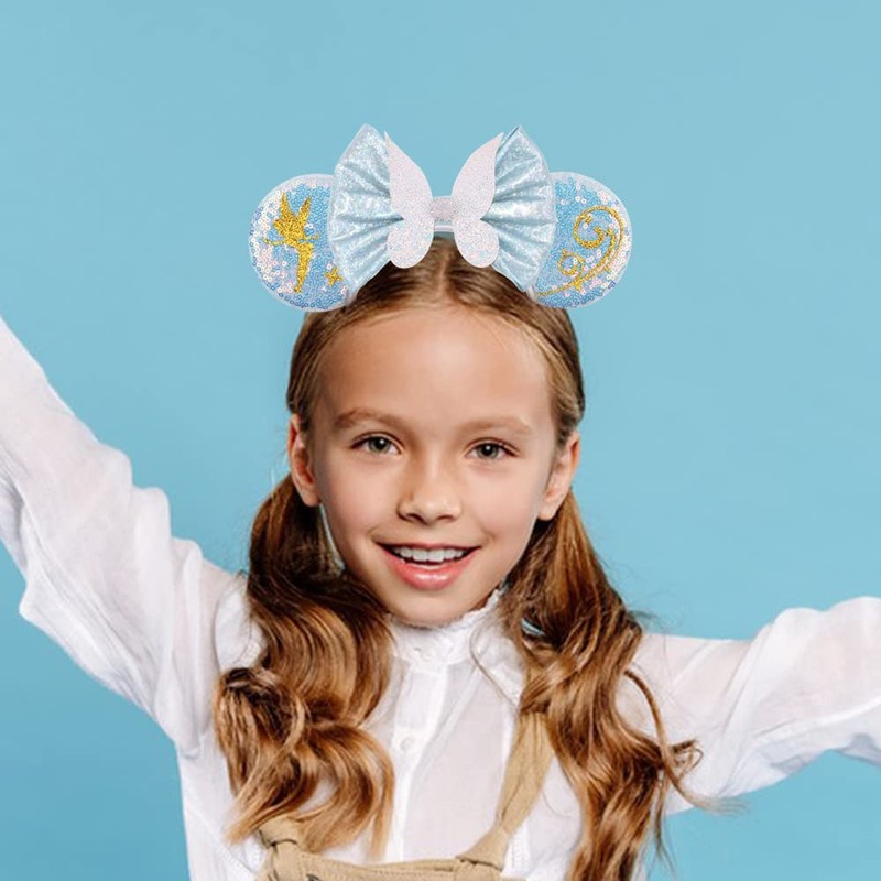JIAHANG Mic Mouse Ear Headband with Sequin Bow, Costume Hair
