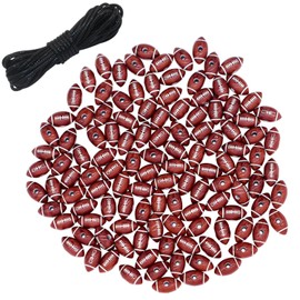 SIQYUWM 120 Pieces Football Beads Acrylic Sports Beads with Big Hole and 4.37 Yards Waxed Cord for Bracelets Necklaces Earrings Hair Ties Keychains Craft Making