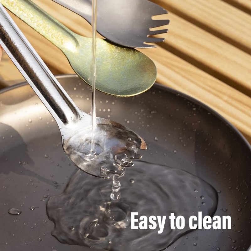 TiTo Titanium Long Handle Spork and Spoon Eco-Friendly Ultralight Portabale