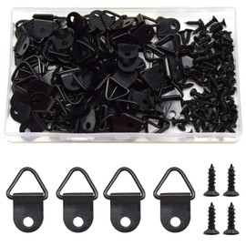 Yosawa Pack of 100 Picture Frame Hooks Triangle Hooks Picture Hangers Picture Hooks with Screws for Hanging Picture Frames, Wooden Frame Artworks Pictures (Black)