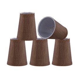 Aspen Creative 51051-5, Hardback Empire Transitional Clip-On Chandelier Shade, Gold Dark Brown Burlap Textured Fabric, 2-1/2" Top x 4" Bottom x 5" Slant, Set of 5