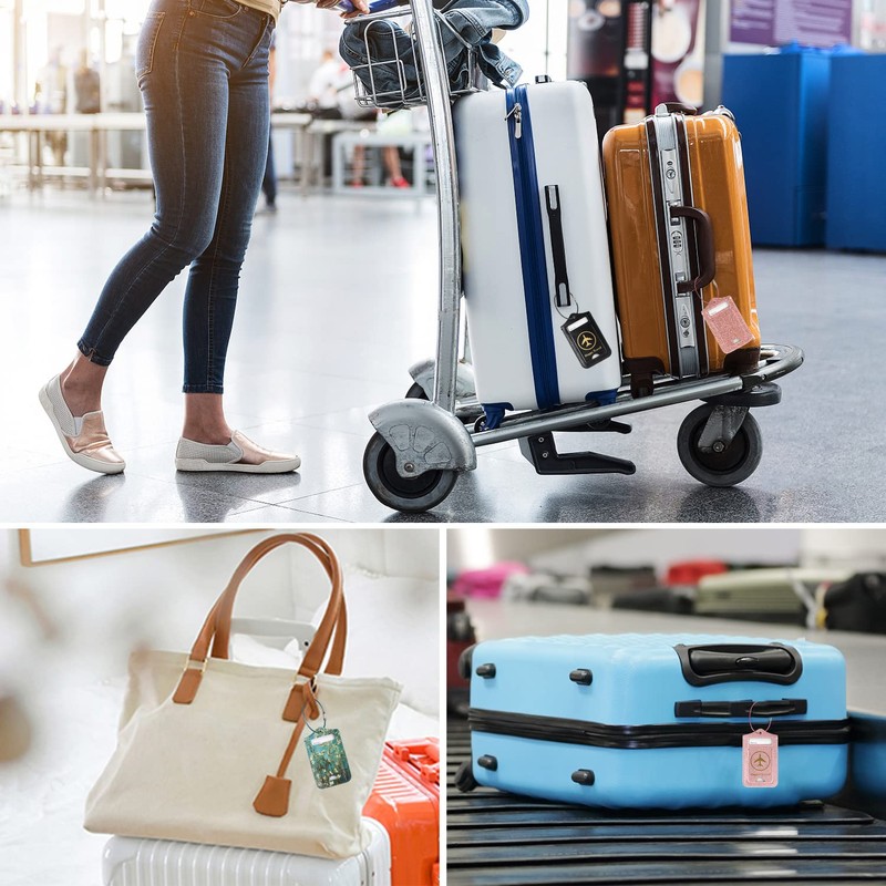 [2 Pack]Luggage Tags, ACdream Leather Case Luggage Bag Tags Travel