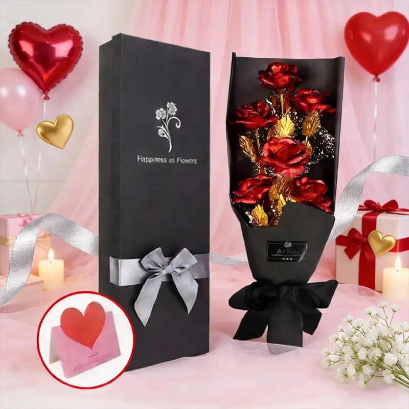 Rosas Bañadas En Oro 24 Quilates,regalo Día De San Valentín