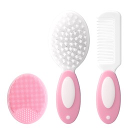 Baby Grooming Set，Baby Health Care Set Baby Brush Soft Bristles 3 Piece Baby Care Set Baby Hair Brush and Comb Set Baby Hair Brush Baby Comb Silicone Baby Cradle Cap Brush Set