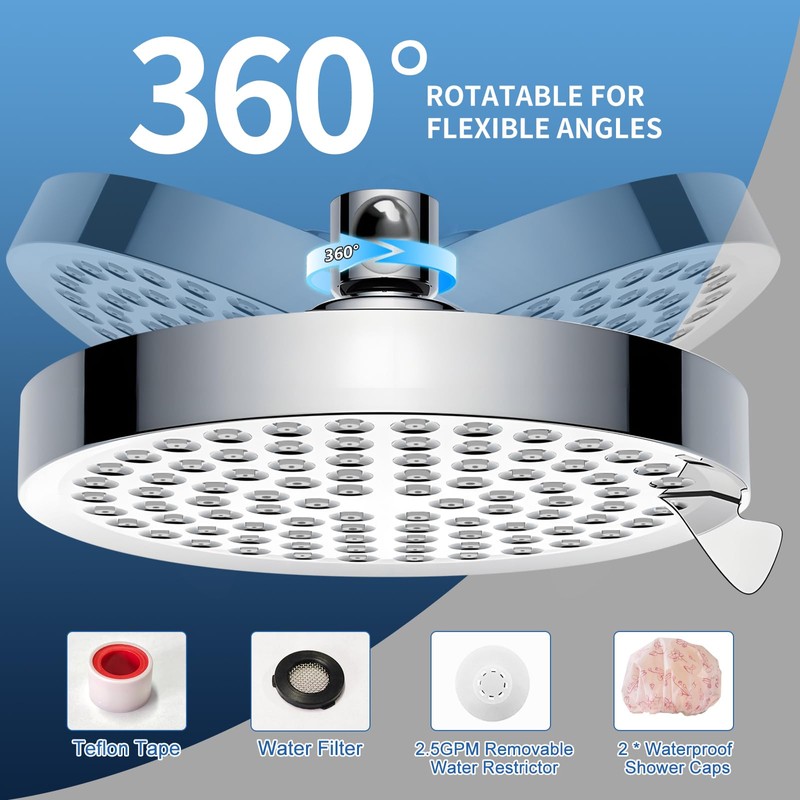 SOMDARHK High Pressure Shower Head: Rain Fixed Shower Heads with