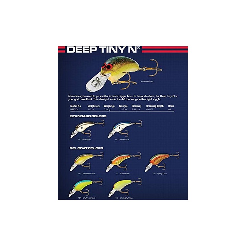 Norman NMDTN03 Deep Tiny N Diving Lure 1/8 oz Crankbait,