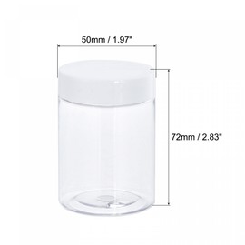 sourcing map Round Plastic Jars with White Screw Top Lid, 3oz/ 100ml Wide-mouth Clear Empty Containers for Storage, Organizing 6Pcs