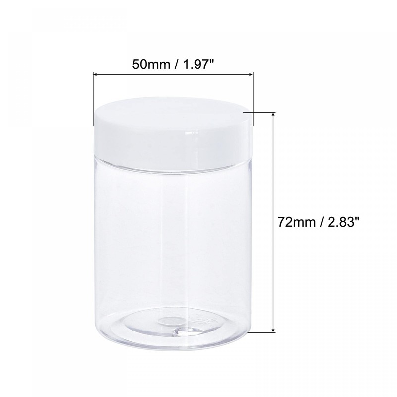 sourcing map Round Plastic Jars with White Screw Top Lid,