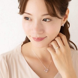 Mirai Angel Ag950 Necklace, Birthstone, Dancing Stone, Women's Heart, Cat, Zirconia, Silver, Pendant, Silver