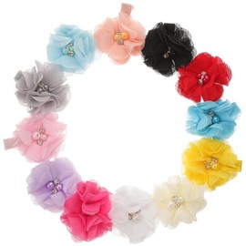 FRCOLOR 12pcs Flower Dog Hair Clips Pet Grooming Accessories for Cats and Dogs Pet Headwear with Lace and Rhinestones for Spring and Easter
