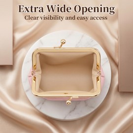 OPLCFO 2PCS Vintage Coin Purse with Kiss Lock, PU Leather Change Purse for Change, Keys, Lipstick