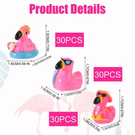 Lyreh 60pcs Mini Flamingo Resin Ducks, Summer Swim Rings Bikinis Sunglasses Surfboards Small Flamingo Little Miniatures Tiny Resin Animals for Dollhouse Garden Landscape Decor DIY Crafts (Style 1)